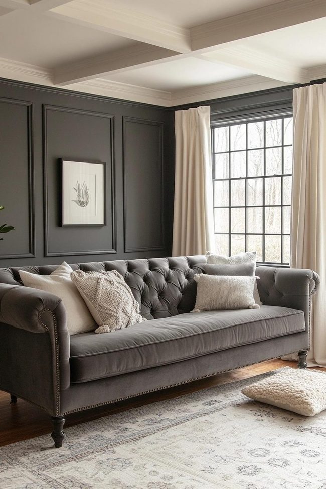 Charcoal Sofa With Radiant Accents