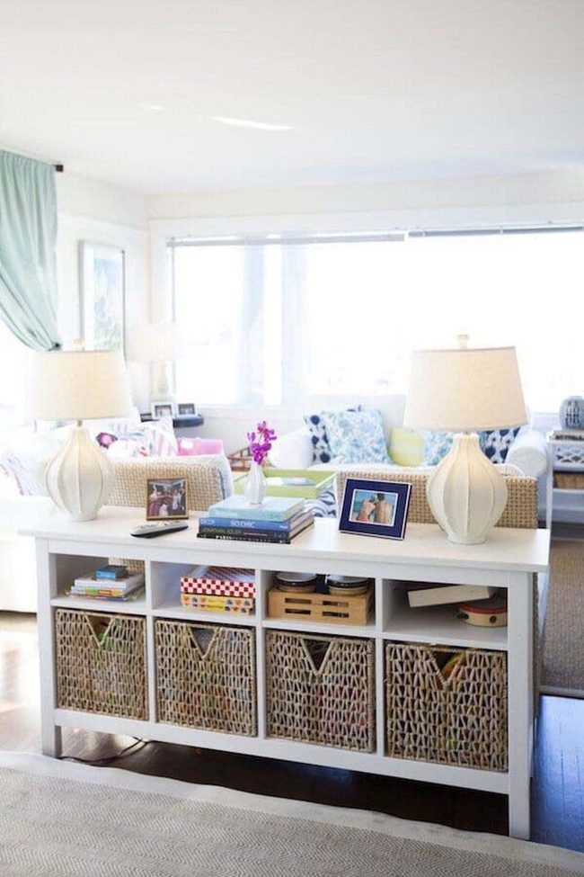 Woven Baskets Hide Clutter Beautifully