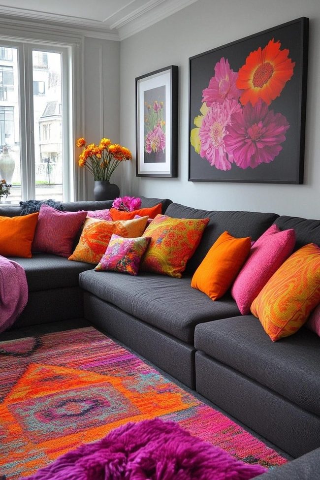 Jewel Tones Against Charcoal Grey