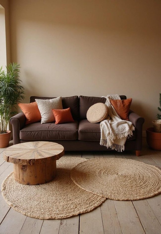 Brown Couch With Earthy Layers