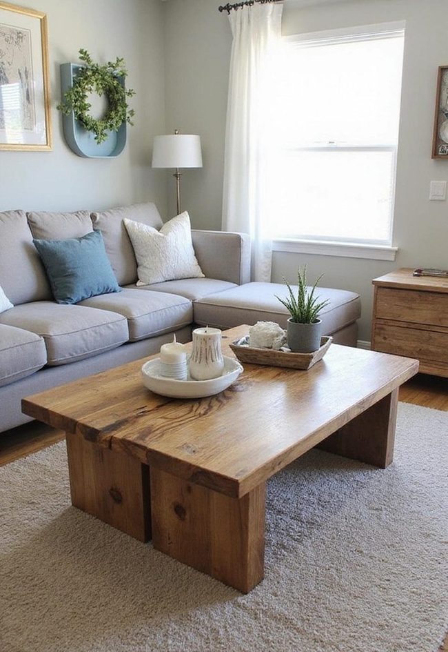 Blue Grey Living Room Centerpiece Table