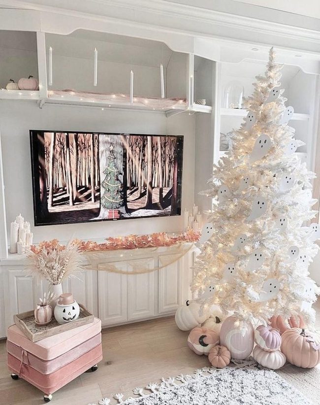 Ghost-Topped White Tree With Pastels