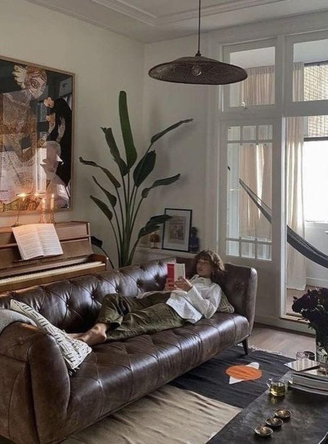 Brown Leather, Natural Light, Living