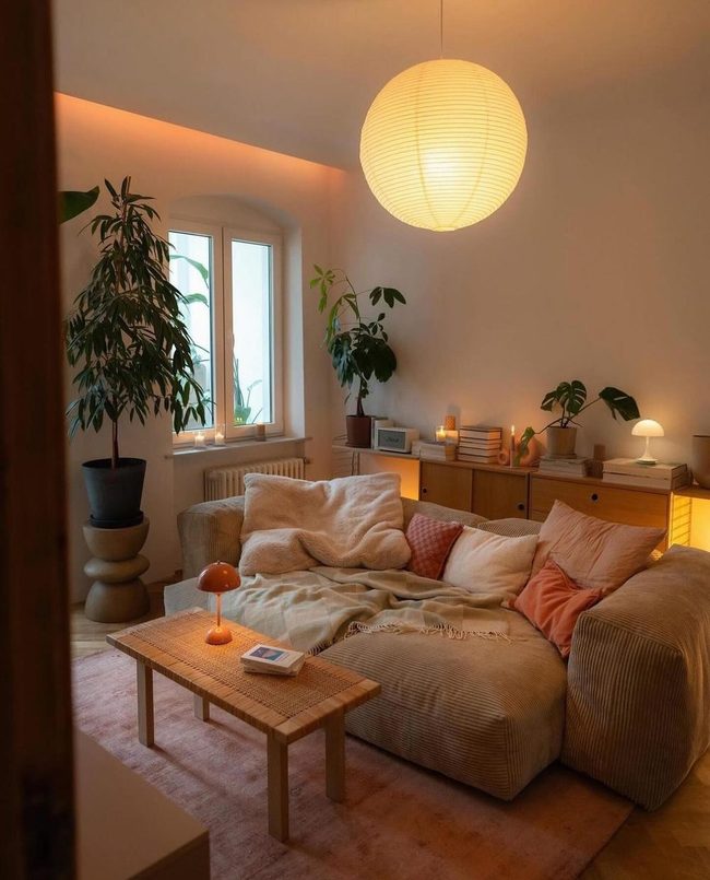 Corduroy Couch Boho Living Room