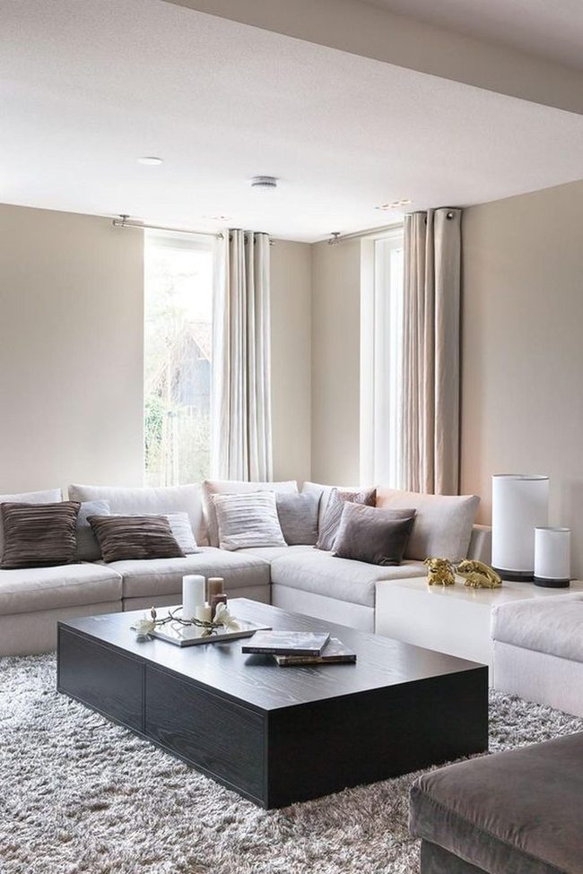 White Sectional With Neutral Layers