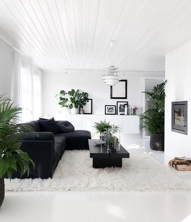 Black Sofa White Minimalist Calm