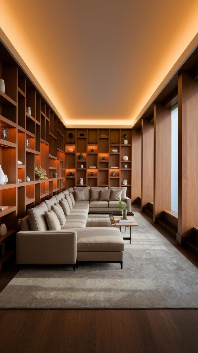 Curved Furniture Breaks Long Rectangle