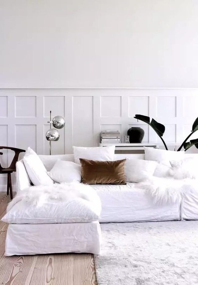 White Sofa, Light Wood Floors