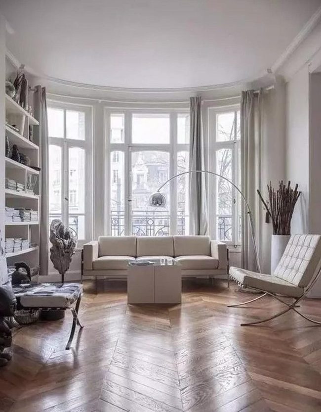 Sunlit Space With Herringbone Floors
