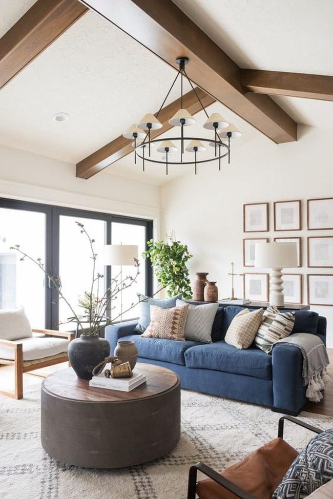 Dark Blue Sofa Meets Natural Light
