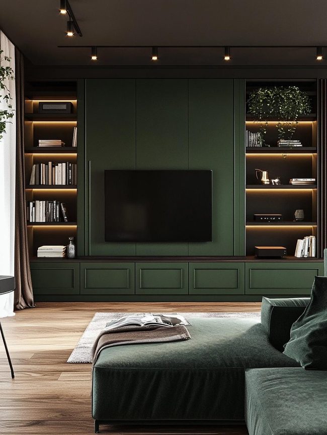 Dark Green Shelves Display Storage