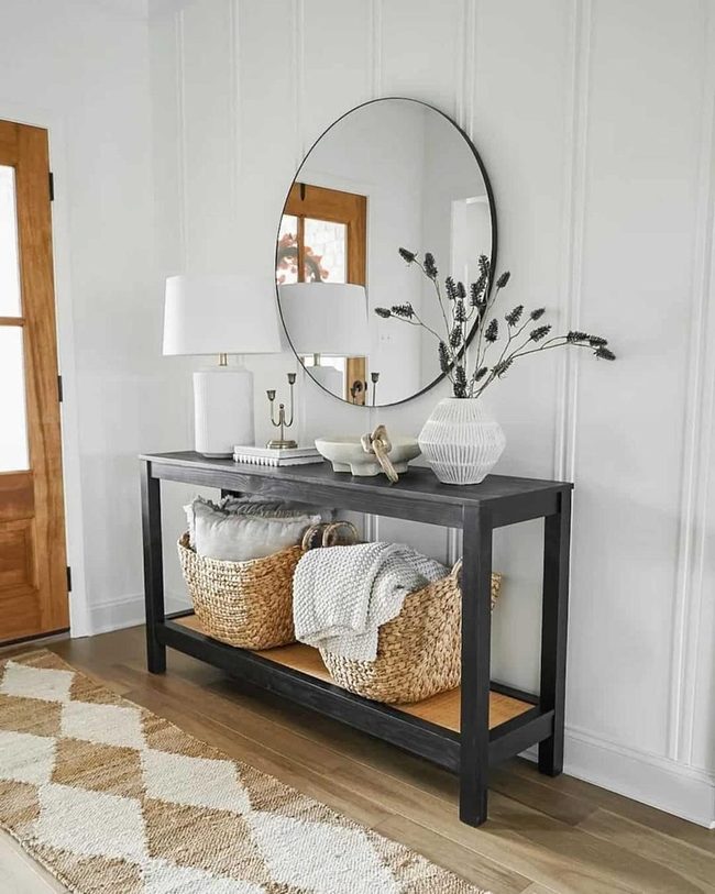 Black Table Golden Storage Baskets