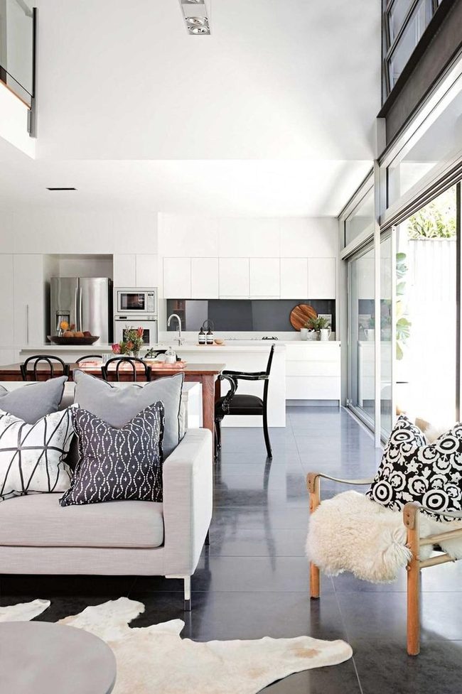 Dark Floors, Light Living Spaces