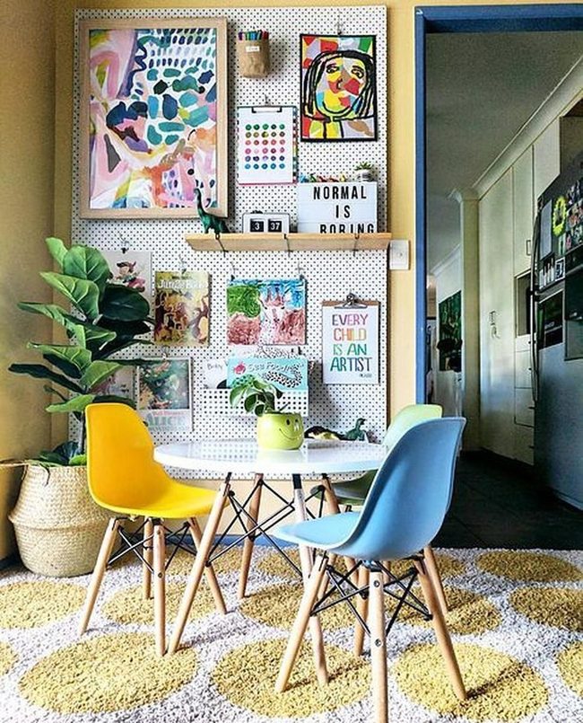 Rainbow Chairs, Warm Walls, Natural Light