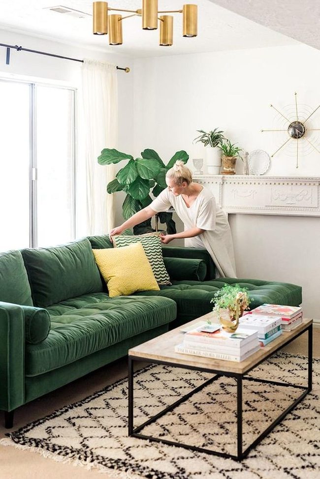 Sunny Yellow Pillow Brightens Sophisticated Space