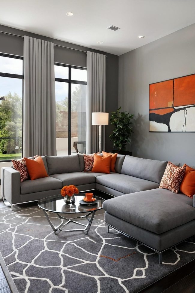 Burnt Orange And Grey Modern Balance