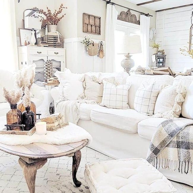 Diamond Rug Anchors Neutral Living Space