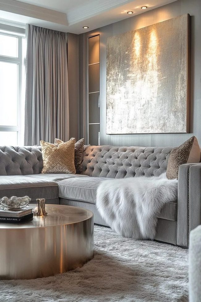 Grey Sofa, Layered Textures