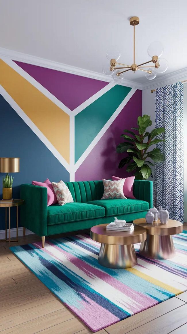 Jewel-Toned Velvet Living Room
