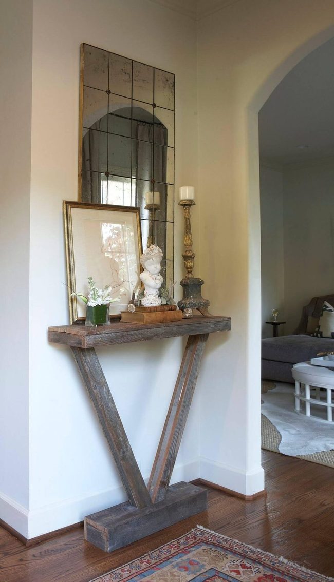 Weathered Wood V-Base Table