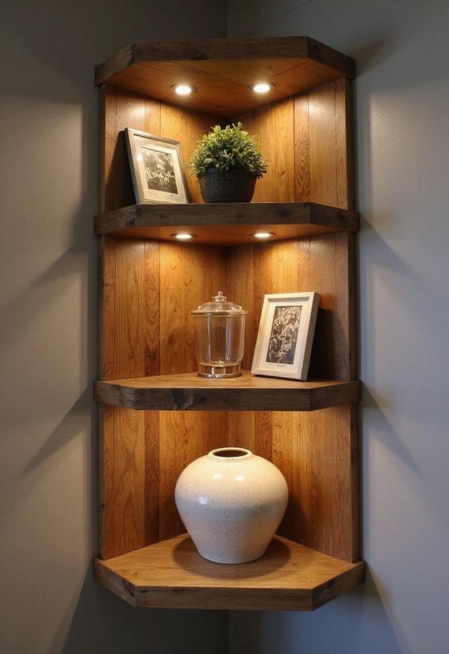 Illuminated Corner Shelf Display System