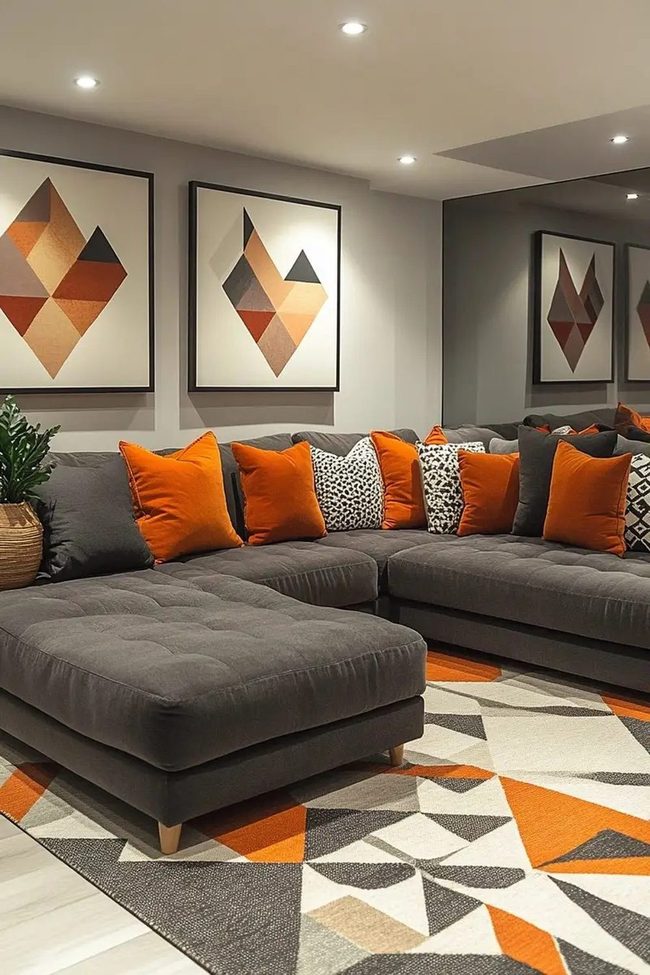 Angular Grey Modern Living Space