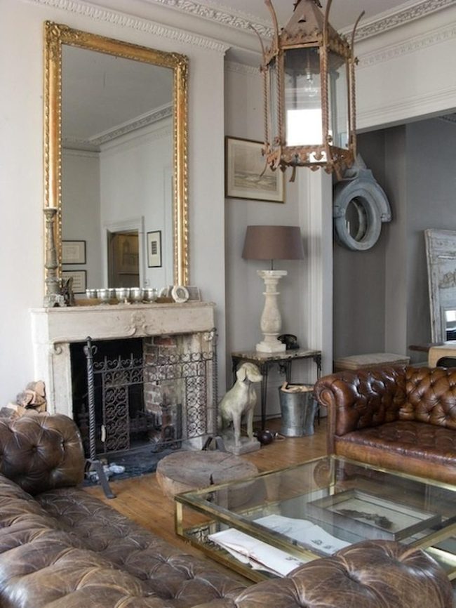 Brown Leather Sofas With Gold Accents