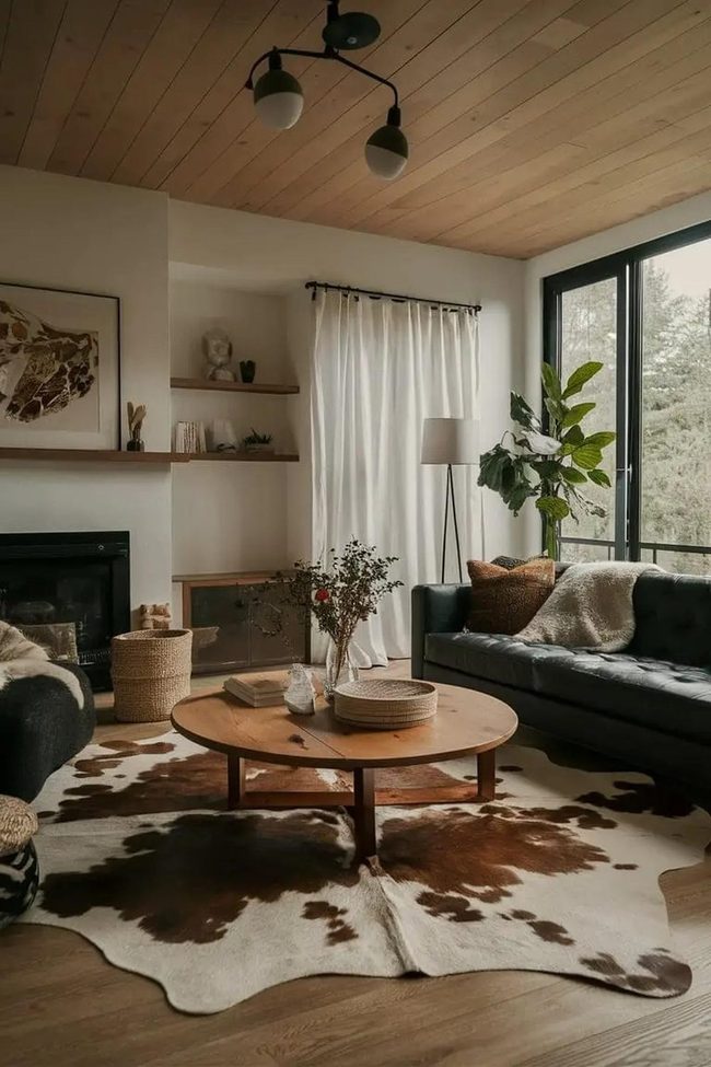 Faux Cowhide Layered Accent