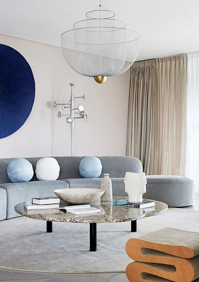 Deep Blue Circle Anchors Gray Space