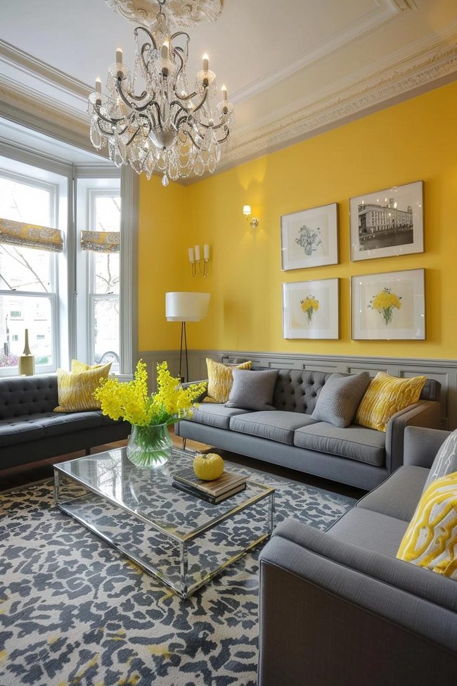 Sunny Yellow Wall Meets Gray Calm