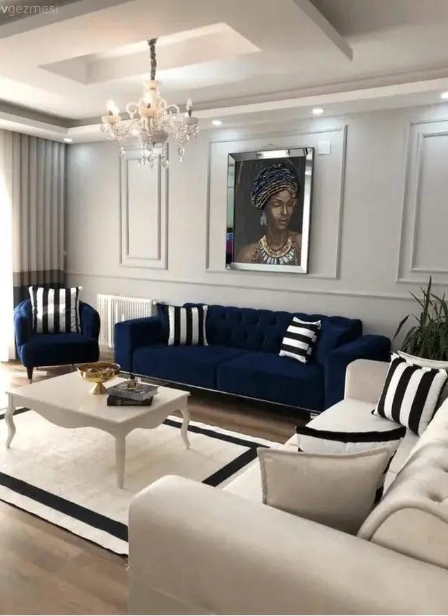 Deep Blue Sofa Anchors Modern Living