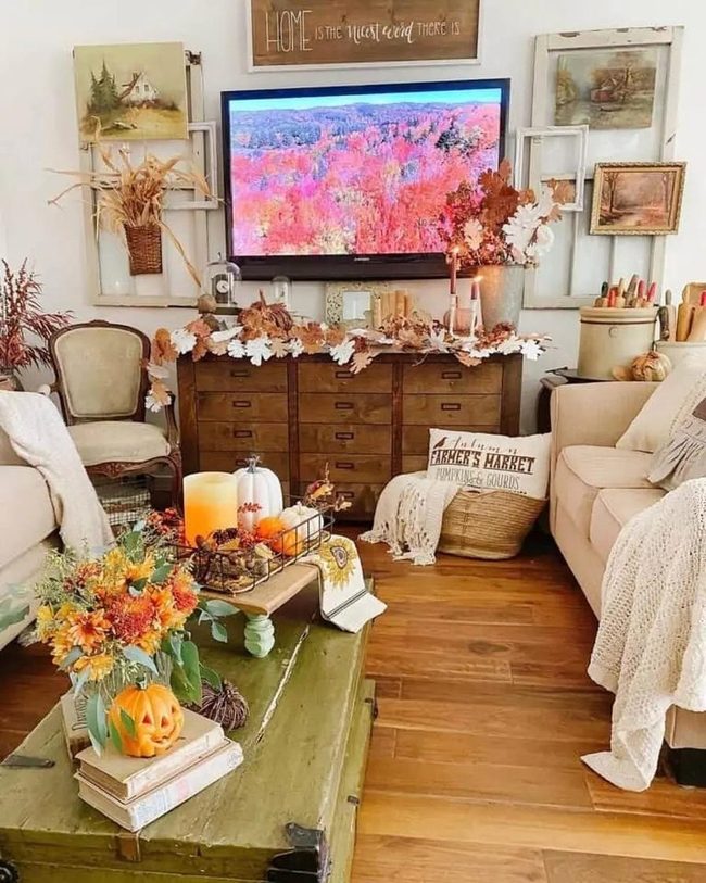 Dried Flowers and Burnt Orange Accents