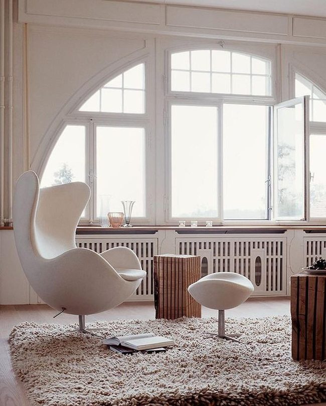 White Chair With Textured Rug Foundation