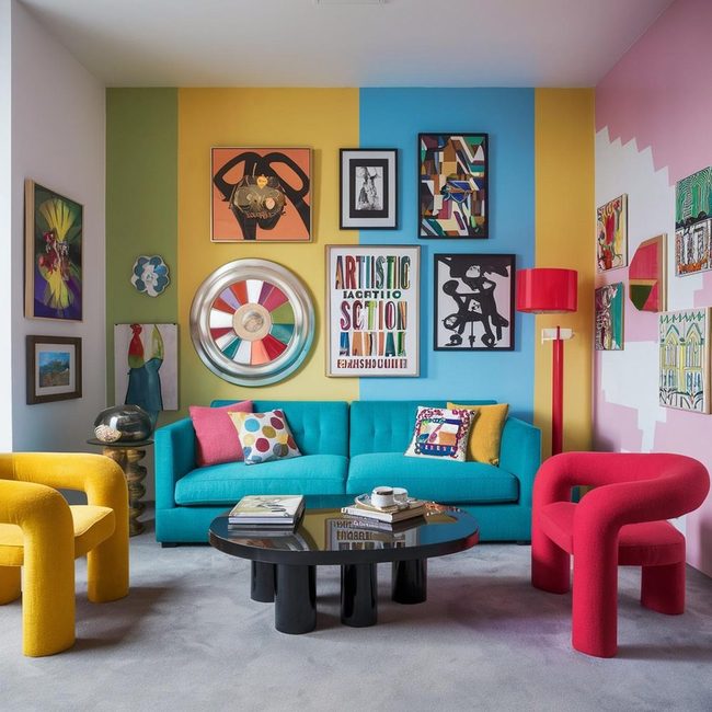 Eclectic Art Walls Sitting Room