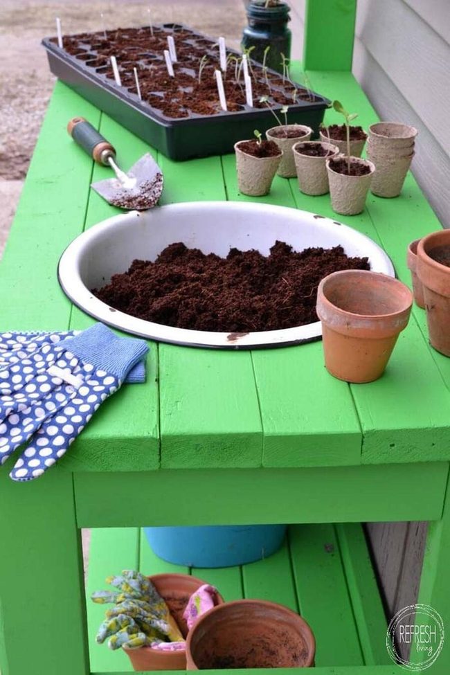 Vintage Wood Potting Station