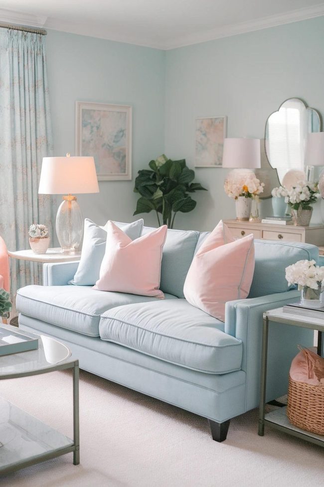 Blush Pink Softness Against Blue