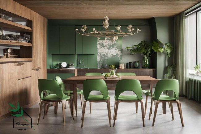 Walnut Oak Meets Emerald Green