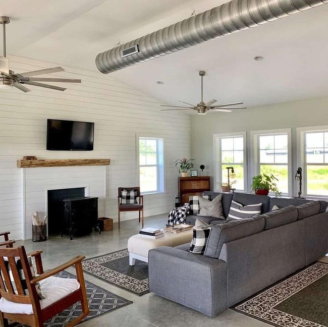 Curved Metal Ceiling Gray Sectional