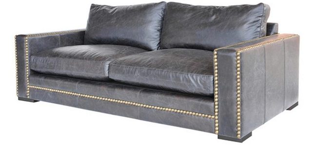 Tufted Leather Library Sofa