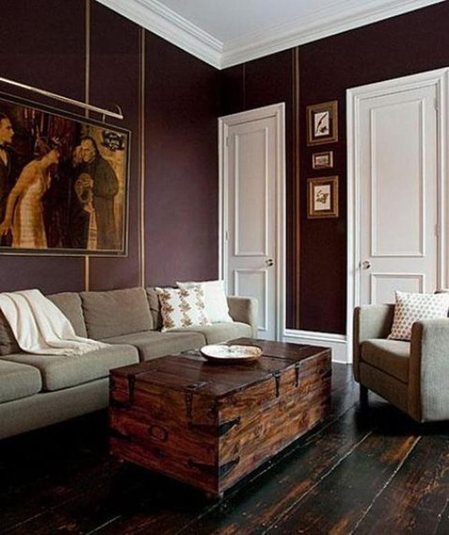 Purple Walls With Gray Seating