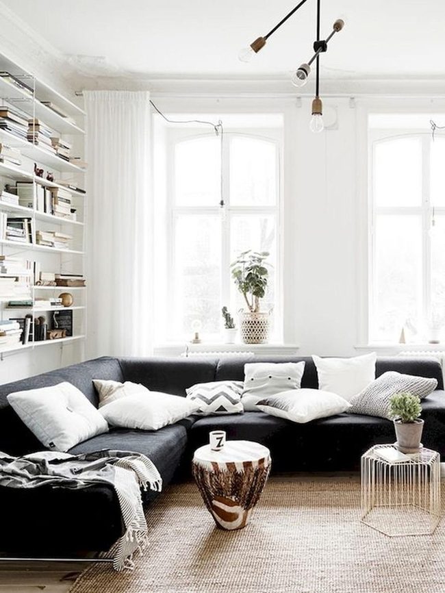 White Walls, Gray Sectional, Natural Light