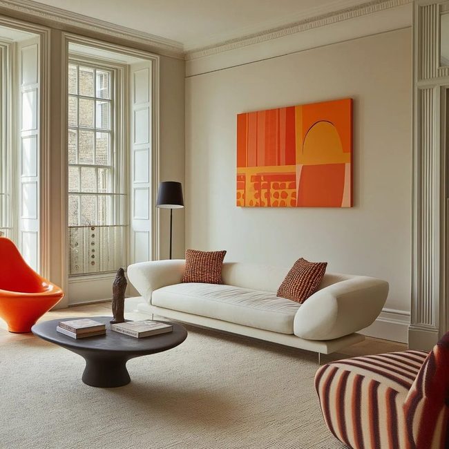 Orange Accents Transform Neutral Walls