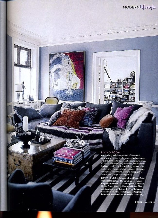 Dark Sofa With Colorful Pillow Layers