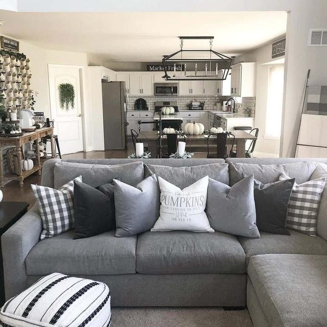 Grey L-Shaped Seating Anchors Open Floor