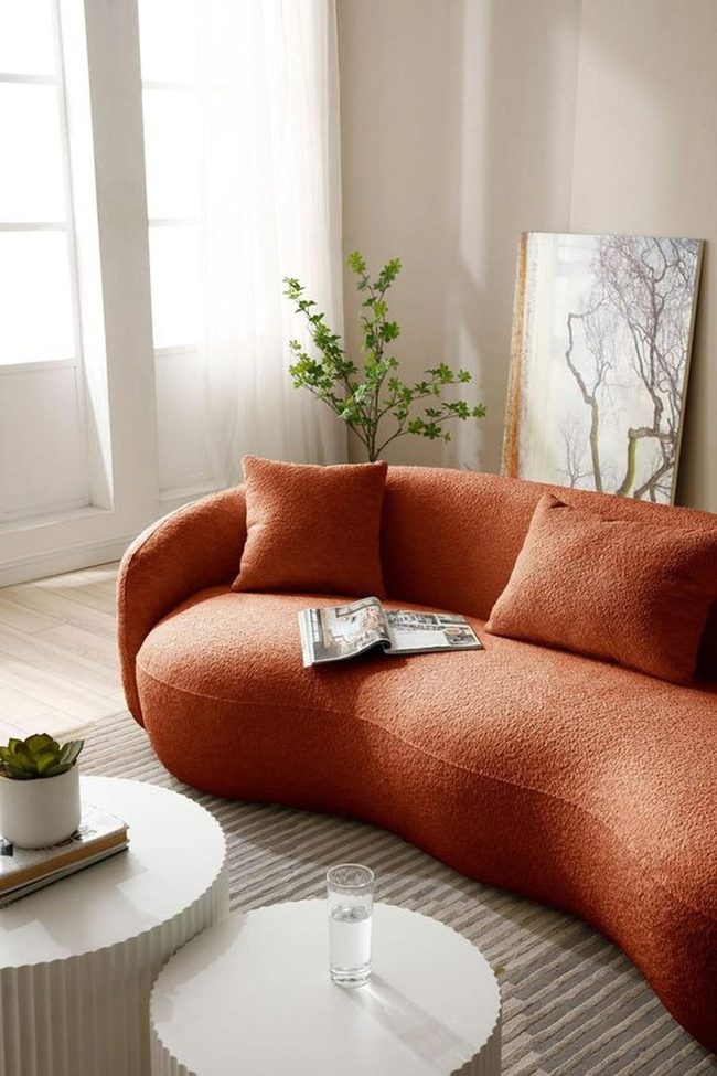 Orange Curved Sofa Warmth