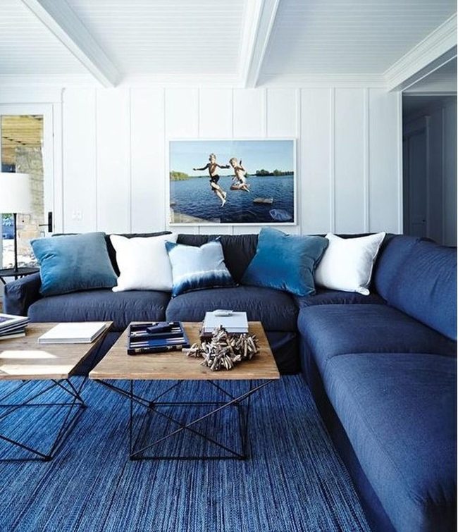 Blue Couches Meet Splashing Wall Art