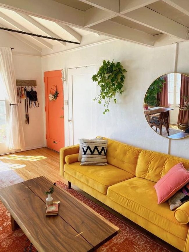 Sunny Yellow Couch Steals Show