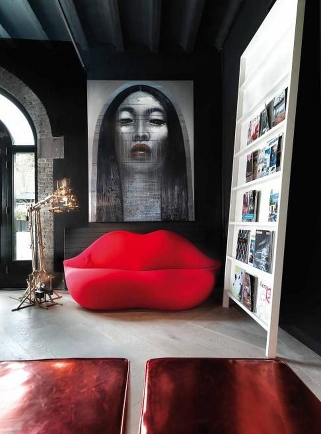 Red Lips Couch Statement Piece
