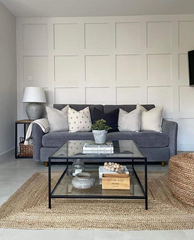 Dark Grey Sofa With Monochromatic Layers