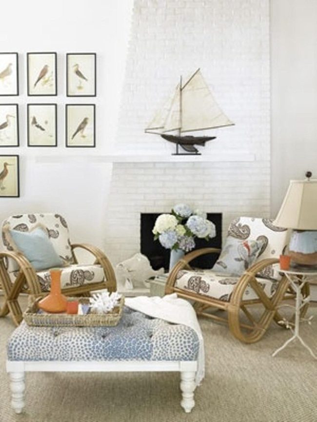 White Brick Fireplace Meets Coastal Simplicity